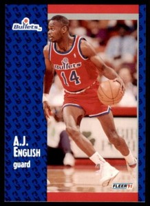 1991-92 FLEER BASKETBALL CARD WASHINGTON BULLETS #206 A.J. ENGLISH
