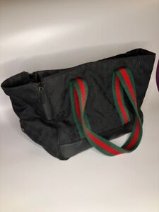 GUCCI Sherry Line GG Black Canvas Dog Pet Carrier or Tote Bag Authentic small