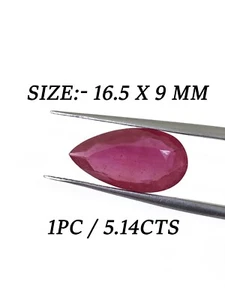 16,50x9 mm Rubin Birnenform 5,14 ct fabelhafter Schliff facettiert lose Edelstein RW5347 - Bild 1 von 5