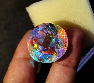 50,00 ct zertifiziert AA+ natürlicher runder Schliff Regenbogen Mystic Topas lose Edelstein - Bild 1 von 4