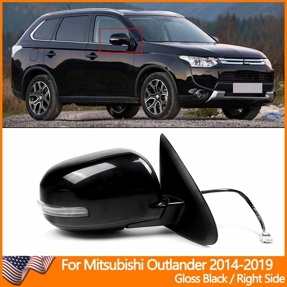 For Mitsubishi Outlander 2014-2019 Right Side Door Mirror Power Heated w/Signal Foto 1 de 4