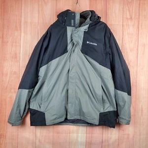 Columbia Bugaboo II Fleece Interchange Jacket Men 2XL Gray Black Hooded Full Zip - Picture 1 of 10