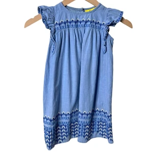 Roberta Roller Rabbit Girls Lyle Dress Embroidered Solid Chambray Blue Size 6 - Picture 1 of 7