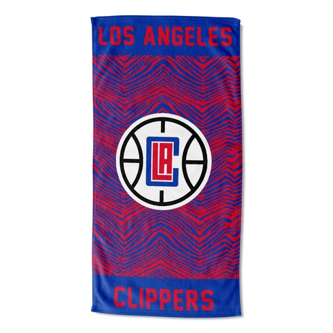 Zubaz by Northwest Los Angeles Clippers NBA Zebra Print Beach Towel, 30x60 Cover