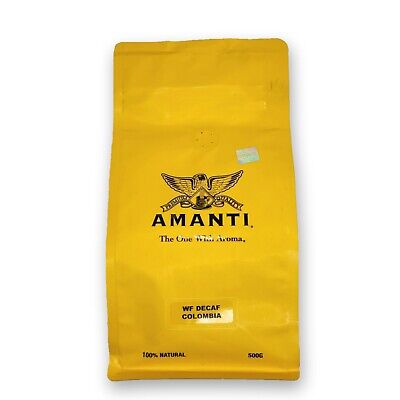 Amanti Coffee Beans DECAFFEINATED COLUMBIAN Smooth Well Balanced Mild Tangy • 25.95$