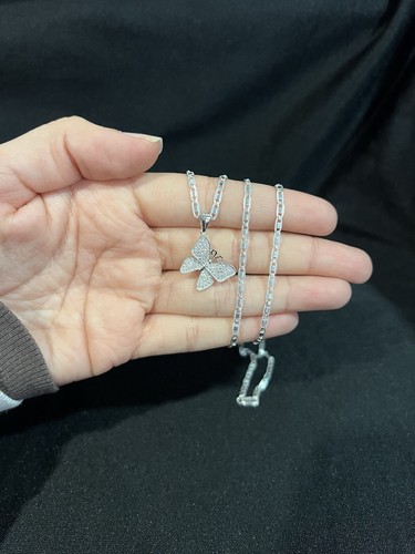 Ciondolo farfalla zirconi donna ragazza argento sterling 925 e catena Valentino 18 24 26