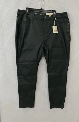 Pantalones de imitación de cuero a.n.a para mujer 18W negros ajustados tiro alto 36x28 bolsillos elásticos Foto 1 de 4