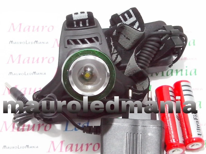 Torcia Testa Led Zoom Ricaricabile CREE XM-L T6 Tattica/militare 800 Lumen Pavia - Imagen 1 de 1