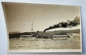 C 1920 RPPC STEAMER 2 STACK STEAMSHIP MODIFIED W/ ROOFED DECK AREAS - Picture 1 of 2