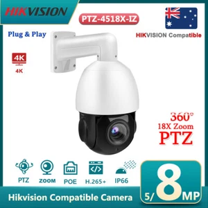 Hikvision Compatible 8MP 5MP 360° 18X Zoom PTZ Speed Dome IP Camera Security POE - Picture 1 of 19