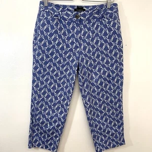 Talbots pantaloni curvy crop perfetti donna 8P stampa farfalla tasche blu viaggio - Foto 1 di 11