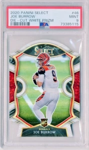 JOE BURROW RC 2020 Select Concourse White Die-Cut Prizm Rookie PSA 9 MINT - Picture 1 of 2