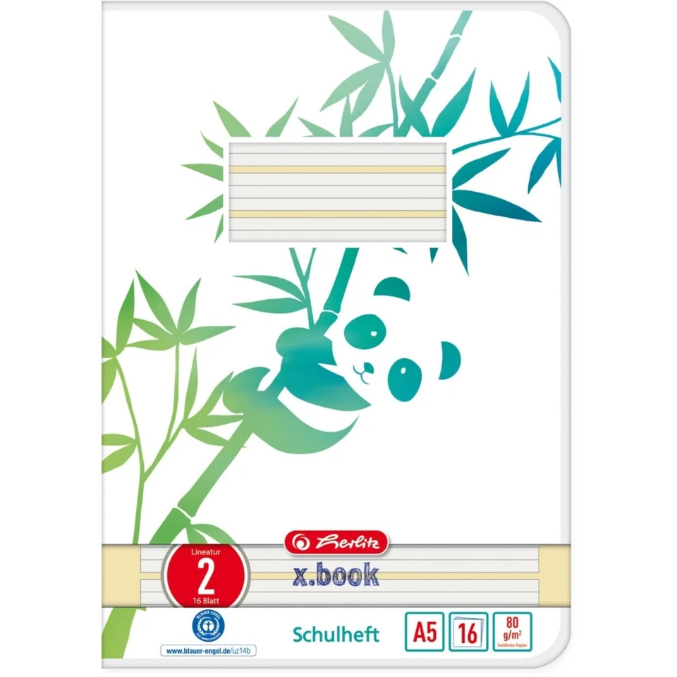 2x Schulblock Heft A5 - 16 Blatt Lineatur 02 Herlitz Schulheft Schreibheft (H93)