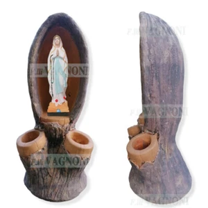 Statua con grotta cupola nicchia cappella 120 finto legno madonna in cemento - Foto 1 di 1