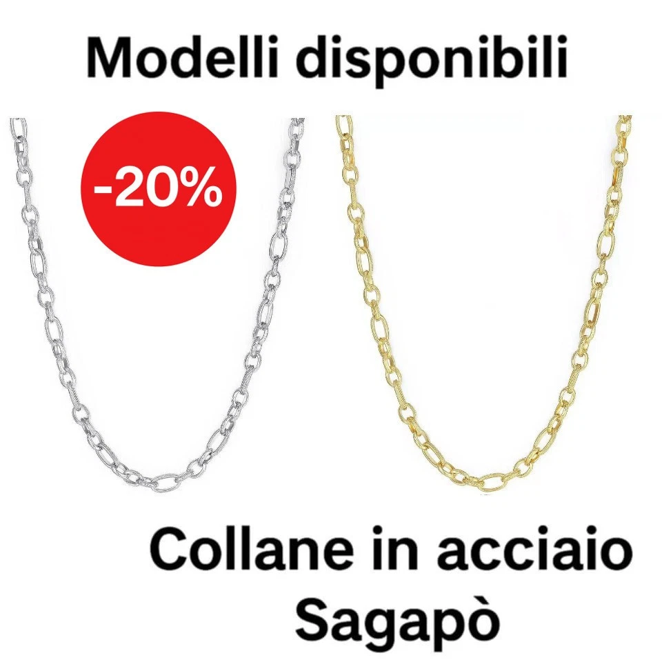 Collana donna catena Sagapo acciaio lunga o girocollo argento oro SHK10 SHK22 - Immagine 1 di 4