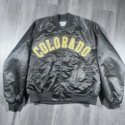VTG Colorado Bomber Jacket Black Sz XL Chalk Line Satin Buffalos Coach Prime - Image 1 of 4