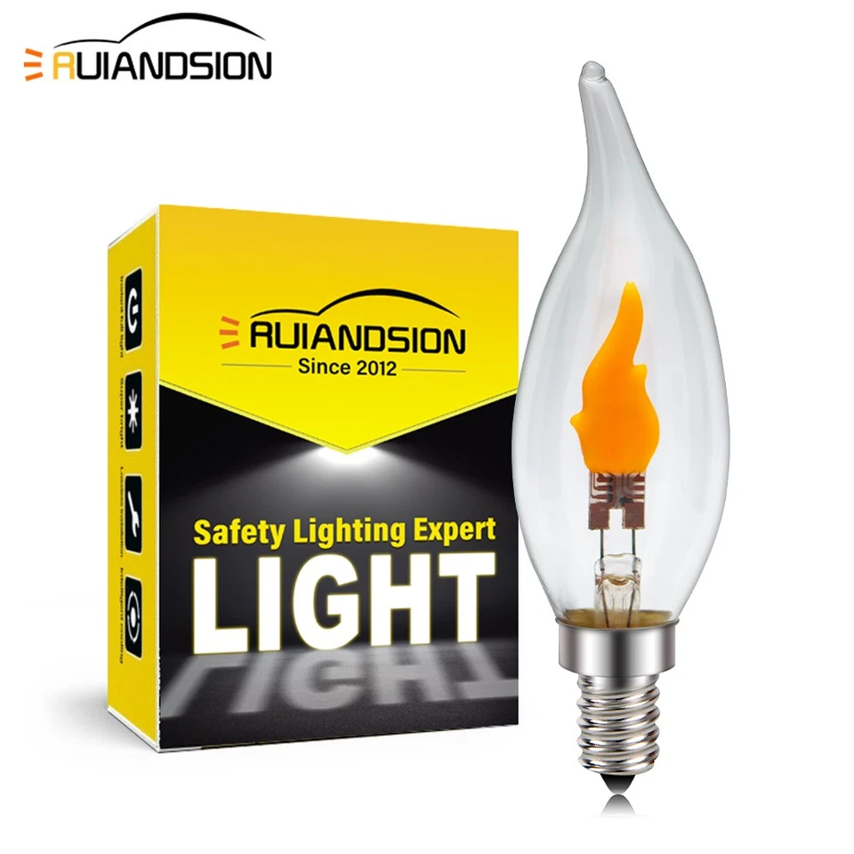 E12 CA32 LED Flame Effect Flickering Fire Light Bulbs Burning Effect Lamp 120V - Image 1 of 4