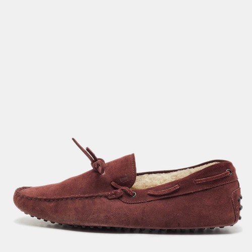 TOD’S Mocassini slip on Tod's in camoscio bordeaux scuro con fiocco taglia 44 5