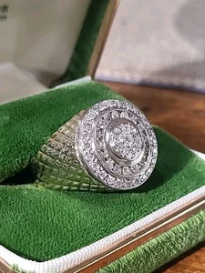 Anillo vintage con racimo de diamantes para hombre de oro de 14 k 1,25 CTW joyería patrimonial talla 12,75 - Imagen 1 de 21