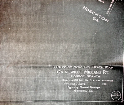GAINESVILLE MIDLAND RWY MONROE RAMA/ABRE A 30 1/2 X 30 1/2"/REV BLANCO SOBRE NEGRO Foto 1 de 4