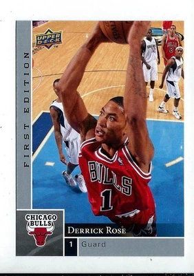 Derrick Rose 2009-10 Cubierta Superior "Primera Edición" (Plata) Alto Grado ¡COMO NUEVO! *Afilado Foto 1 de 2