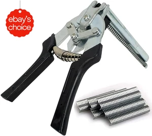Hog Nail Ring Pliers Kit with 2400 Clips for Fence Fastening Upholstery - Picture 1 of 8