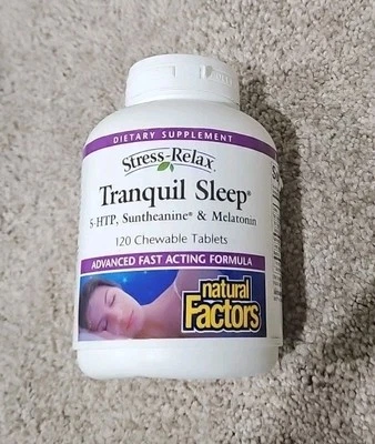 Natural Factors Stress-Relax Tranquil Sleep *LARGER 120 Chewable Tabs Exp 1/27 - Image 1 of 2
