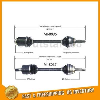 Eixo CV TrakMotive dianteiro esquerdo dianteiro direito 2X compatível com Dodge Stealth 1993-1996 - Imagem 1 de 3