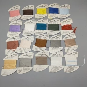 19x Needlepoint/Embroidery THREAD RAINBOW GALLERY Neon Rays rayon ribbon (3) - Picture 1 of 5