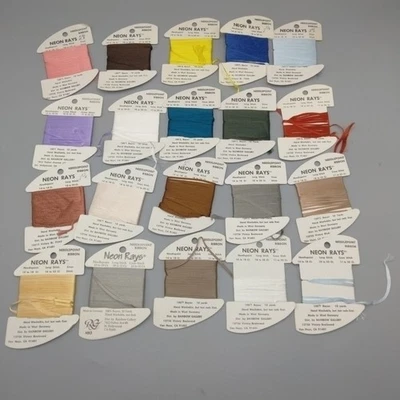 19x Needlepoint/Embroidery THREAD RAINBOW GALLERY Neon Rays rayon ribbon (3) - Image 1 of 4