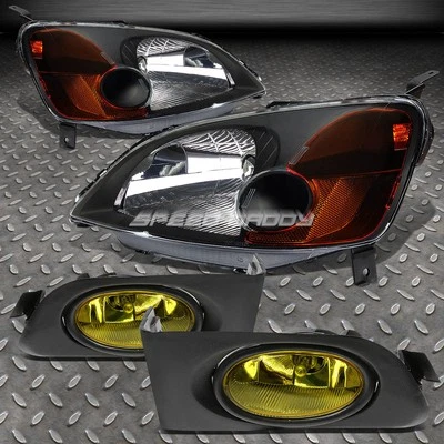 CARCASA NEGRA FAROS ESQUINAS ÁMBAR + LENTE AMARILLA OE LÁMPARA ANTINIEBLA PARA 01-03 CIVIC Foto 1 de 4