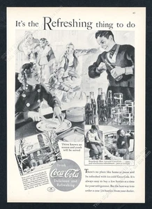Coca-Cola 1937 casa fiesta The Refreshing Thing To Do anuncio impreso vintage - Imagen 1 de 1