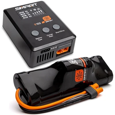 Paquete Spektrum Smart Powerstage Surface: cargador 3300 mAh 8,4 V NiMH IC3 y S100 Foto 1 de 4