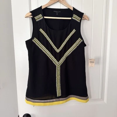 Camiseta sin mangas Coldwater Creek nueva con etiquetas Southwestern con cuentas boho precio de venta sugerido por el fabricante 59 USD mediana para mujer Foto 1 de 4