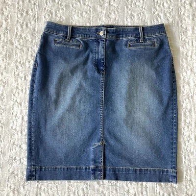 Falda vaquera Talbots Petite línea A mezcla de algodón bolsillos azul 14P azul jeans Foto 1 de 4