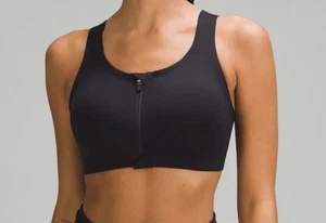 Lululemon Athletica EUC Enlite ZipFront Sports Bra High Impact Gym Workout Black - Picture 1 of 7