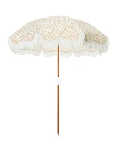 Ombrellone Business & Pleasure Co. Holiday - Ombrellone da spiaggia Boho con frange bianche - Foto 1 di 9