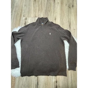 Polo Ralph Lauren 1/4 Zip Sweater Brown Men’s Size L Large Cotton - Picture 1 of 13