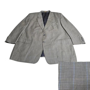 Jack Victor Blazer Mens 56 R Wool Sport Coat Micro Houndstooth Black & White - Picture 1 of 13