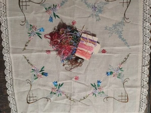 Lovely Square Table topper Kit. Unfinished. No Pattern. Plus Bonus - Picture 1 of 6