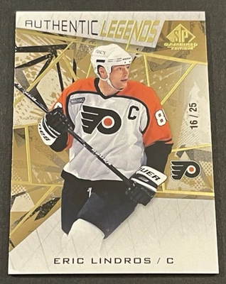 2021-22 SP Game Used #116 Eric Lindros Legends Gold Fragment 16/25 Flyers - Image 1 of 4