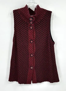 HABITAT Strickjacke Pullover Weste Noppen ärmellos 100% Baumwolle rot schwarz LARGE - Bild 1 von 6