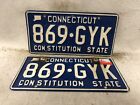 1990 Connecticut License Plate Pair