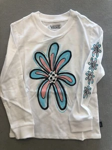 Vans Shirt Girl's Size 5T New Daze White Long Sleeve Flower Graphic Tee - Picture 1 of 4