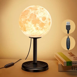 Moon Lamp LED Night Light - Dimmable Bedside Lamps Small Modern Bedroom Lamp LED - Picture 1 of 12