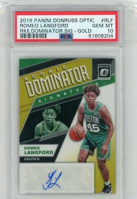 2019 Panini Donruss Optic #RLF Romeo Langford Rookie Dominator Auto Gold PSA 10 - Image 1 of 2