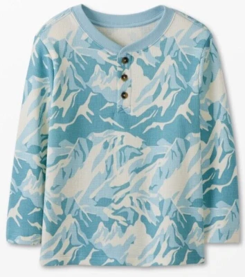 HANNA DIFFERENTSON Peak Print Waffle-Knit Henley-Azul/Crema-NUEVO EN PAQUETE Niños 12 (150 euros) Foto 1 de 2
