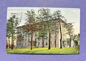Jennings Seminary, Aurora, IL Postcard 1908 - Historic Building, Trees, Handwrit - Picture 1 of 2