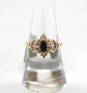 Damenring 10 K Gelbgold Saphir Baguette rund Diamant Größe 7,5 S186 - Bild 1 von 4