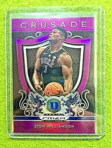 ZION WILLIAMSON PRIZM ROOKIE CARD JERSEY #1 DUKE RC PELICANS 2019 Crusade PURPLE - Picture 1 of 12